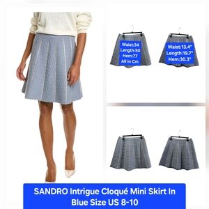Sandro Intrigue Cloqué Mini Skirt in Blue Size 8-10